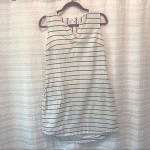 S White and Grey Striped Dress w/ POCKETS